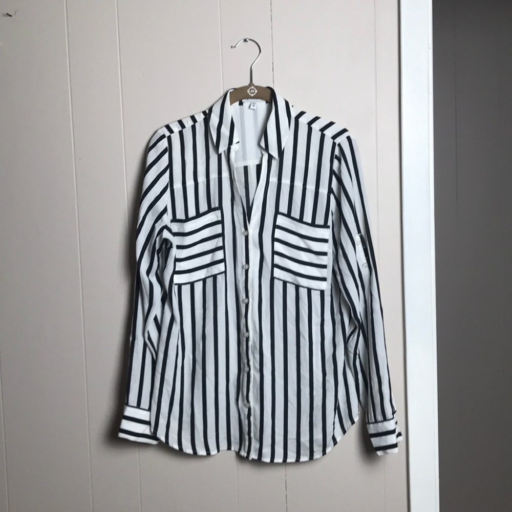 Black and White Striped Blouse